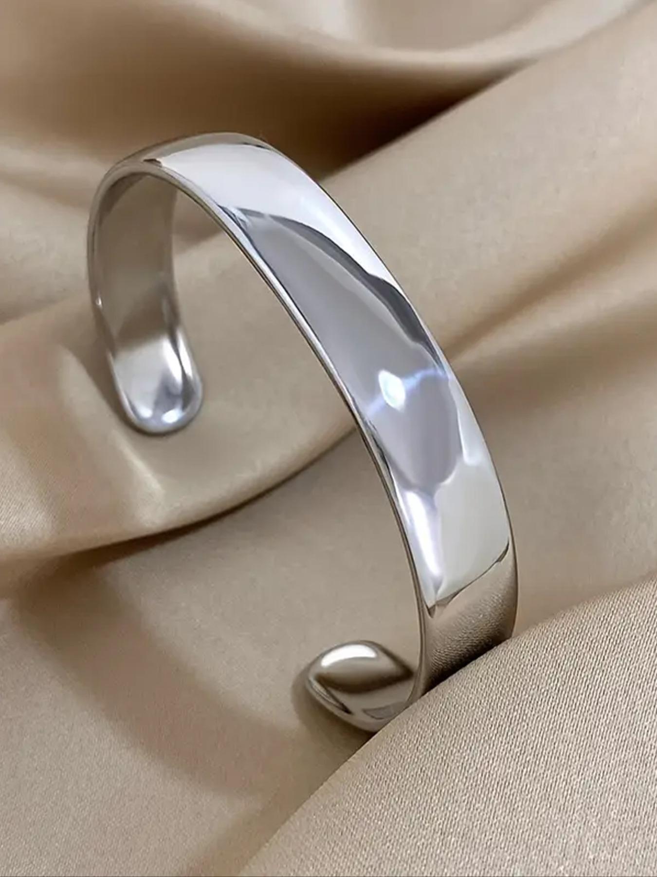 Minimalist Temperament Solid Color Stainless Steel Cuff Bangle, Fashionable Jewelry for Women & Men, Trendy All-match & Exquisite Jewelry for Birthday Gift