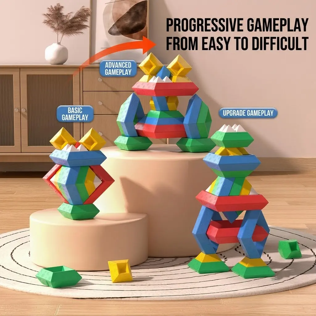 Multi-Shape Stacking Building Blocks Set, Free Assembly Geometric Toys, Transformable Building Blocks, DIY Shape-Changing Toy, Ideal Interlocking Toy for Kids