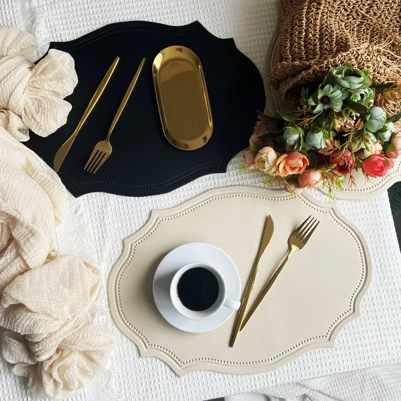 Faux Leather Placemats, Nordic Solid Color Style, Heat-Resistant Decor for Kitchen and Dining Tables, Multiple Colors