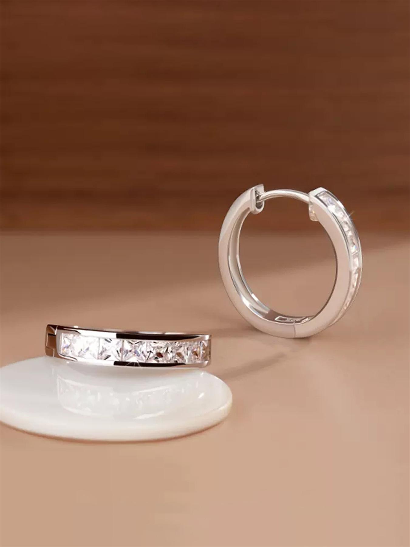 925 Sterling Silver Fashionable Hoop Earrings, Fashion Jewelry for Party, Daily Clothing Decor, Trendy All-match & Exquisite Jewelry for Birthday Gift, High Quality Earrings