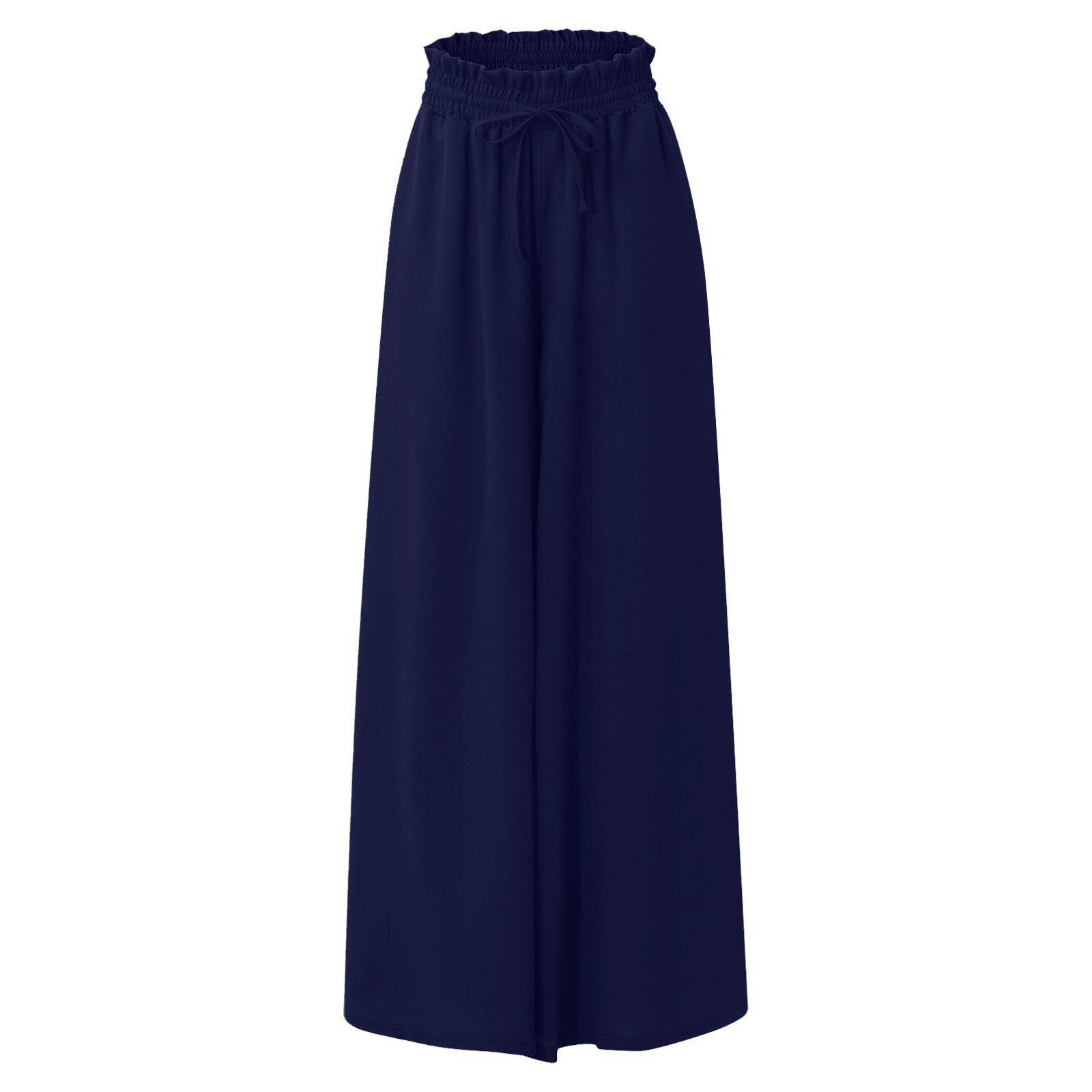 Women's new summer wide-leg long pants with elastic waistband, high-waisted long skirt-pants for women, suitable for beach vacations and commuting