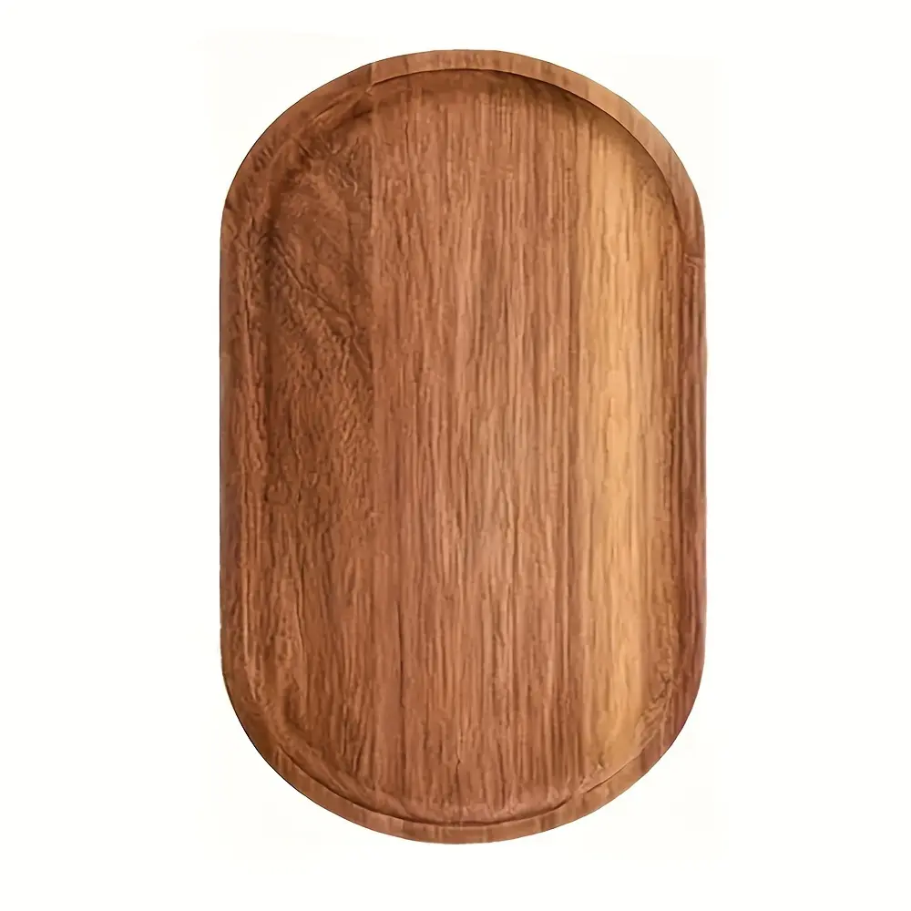 1/2/3/4/8pcs Oval Wooden Serving Tray Small Wood Storage Plate For Coffee Jewelry Dessert Home Decor Serving Plates
