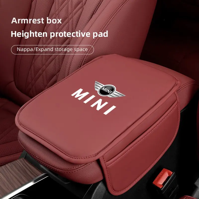 Car Center Console Armrest Box Mat Leather Cushion Protector Cover For MINI One Cooper JCW Countryman Clubman Cabrio Paceman Coupe Roadster Clubvan