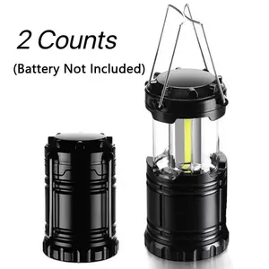 Wild Bright 2-pack portable LED tent lamp, waterproof camping lamp, hand-held hanging lighting lantern, strong light foldable flashlight, suitable for outdoor camping emergencies. 3*AAA batteries not included.
