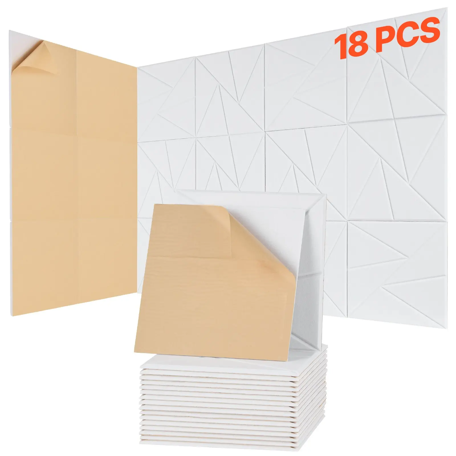 VEVOR 18 Pack Acoustic Panels with Self Adhesive, 11.8x 11.8x 0.4 inch Sound Proof Foam Panels, Polyester Fiber Soundproof Wall Panels High Density, for Home, Studio, Office, Theater, White