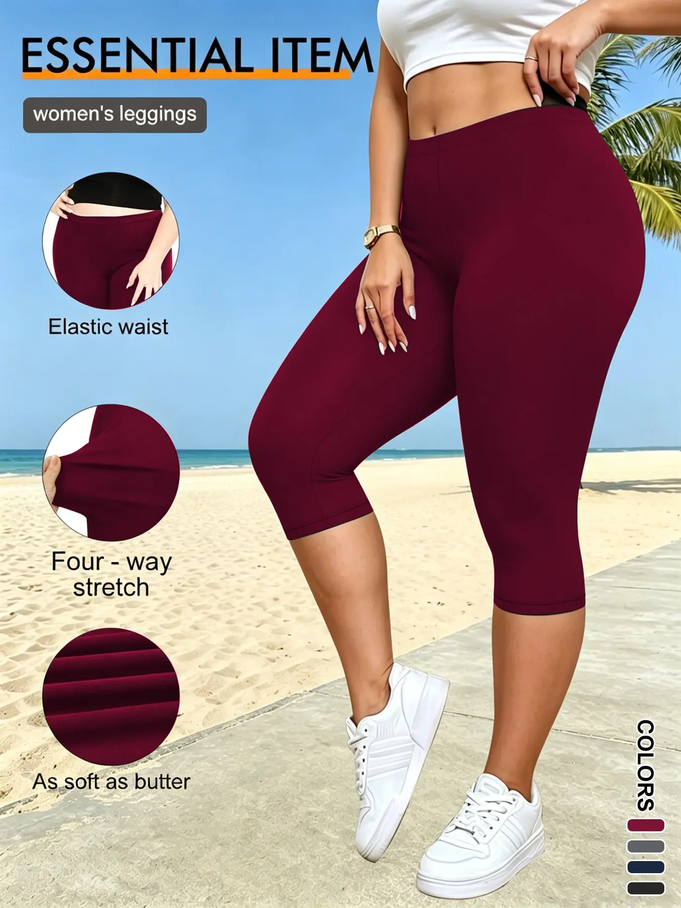 Summer Mid-Waist Fashion Plain Casual Tight-Fit Pants, Ideal for Fitness Summer Bottoms, Outdoor Activities, Gym Workout, Leisure Capri Trousers