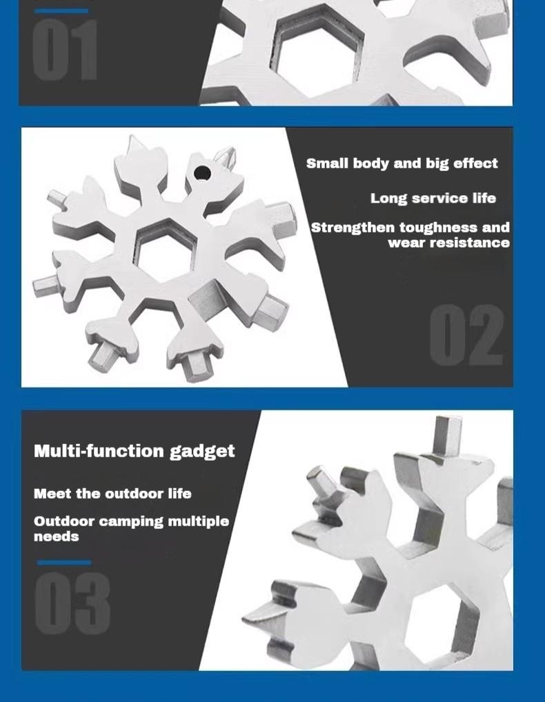 Multifunctional Snowflake Wrench Keychain Portable Hexagon High Carbon Steel Octagonal Mini Wrench Tool Universal Portable