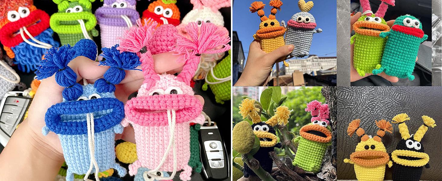 Winter Essentials Funny Handmade Crochet Monster Keychain – Cute