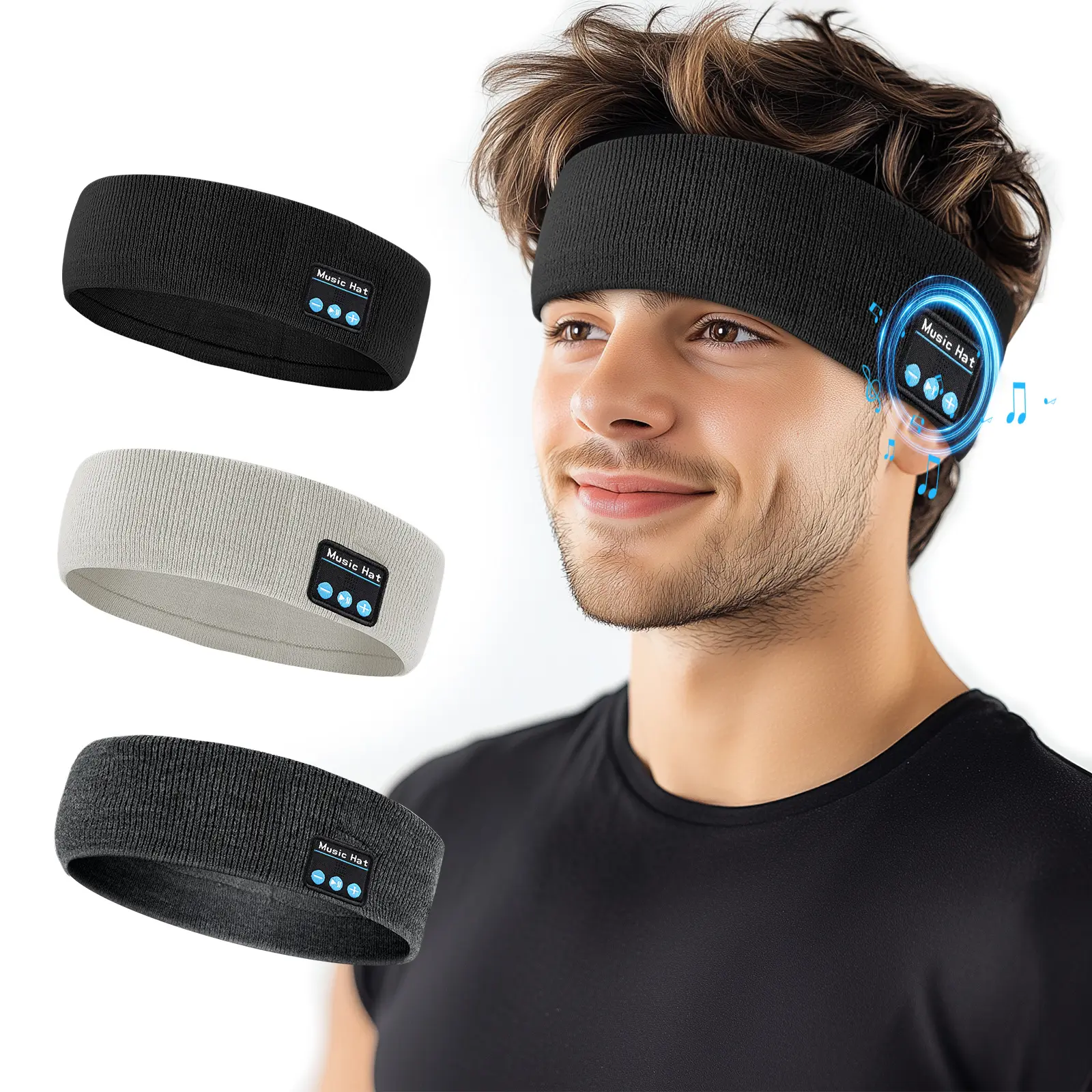Women's Knit Bluetooth Ear Warmer Headband for Female Adults - Built-in Hi-Fi Speakers & Mic, Moisture-Wicking, 1 Size for Workout, Running/Yoga Sports & Outdoor Activities, One Size