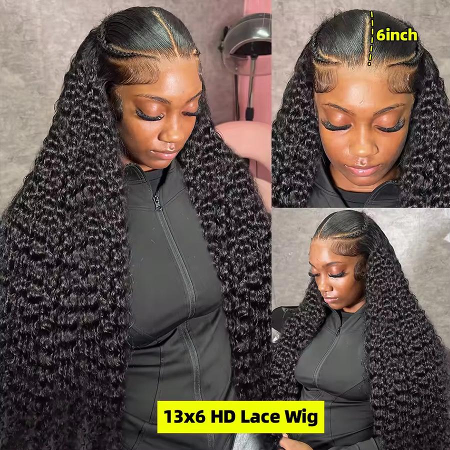 Bling Hair 13x4 13x6 HD Transparent Lace Frontal Wigs Human hair Pre Plucked Brazilian Body Wave Frontal Wigs Human Hair with Baby Hair 10A Grade 180 Density Natural Hairline Natural Black Color