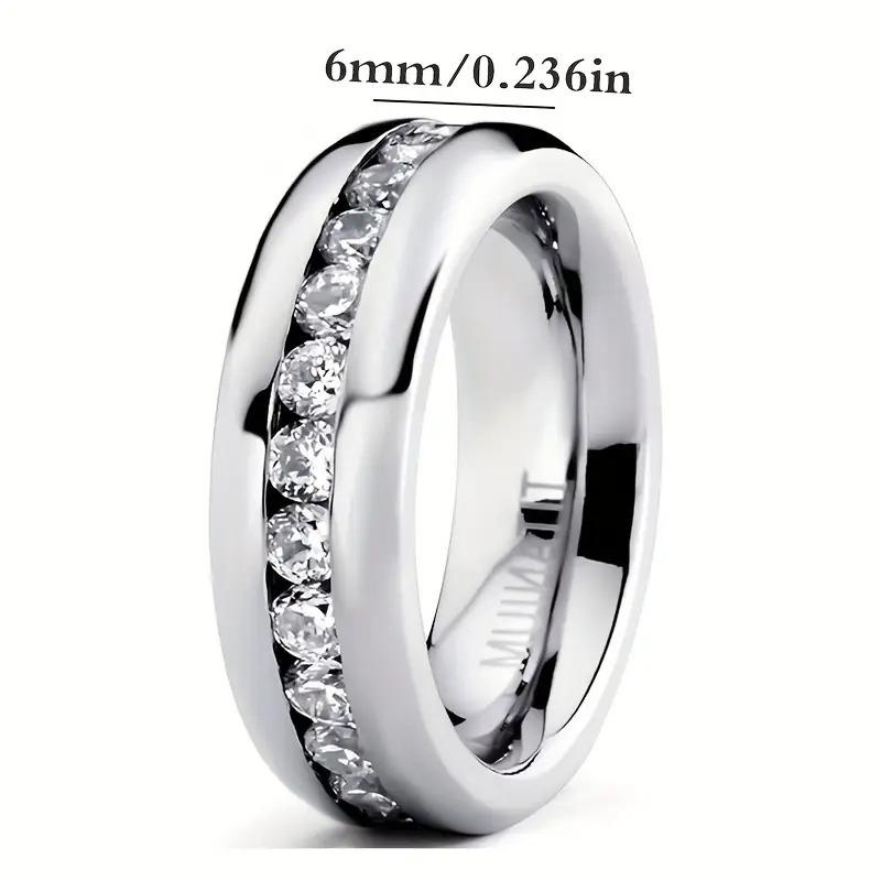 1 Piece minimalist rings Never Fade Stainless Steel Ring Men Women Couple Ring Single Row Full Diamond Cuban Ring Engagement Wedding Band friendship rings