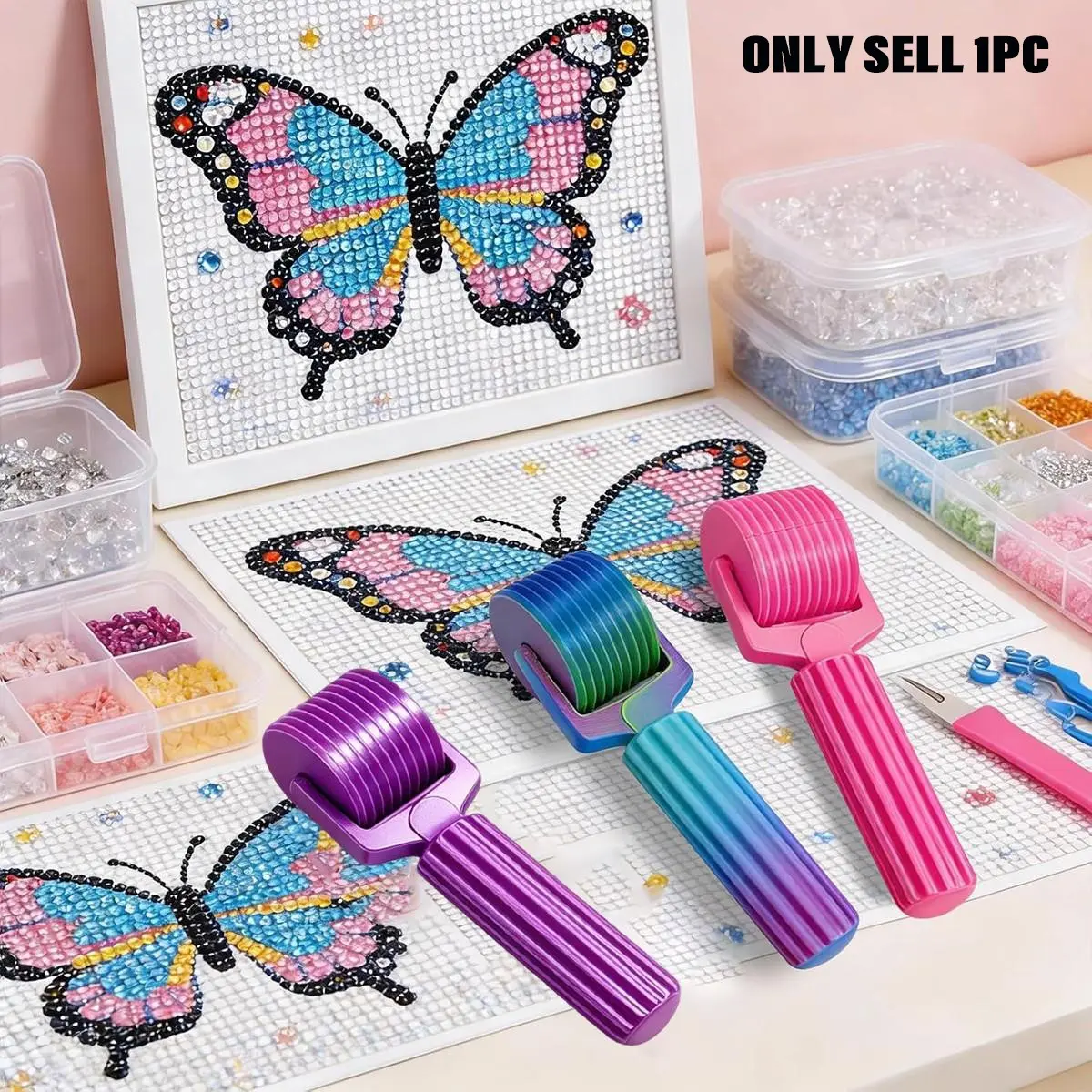 5D Diamond Painting Roller Tool, Durable Plastic Detachable Design, Handmade Rhinestone Embroidery Accessories, DIY Diamond Painting Press Tool