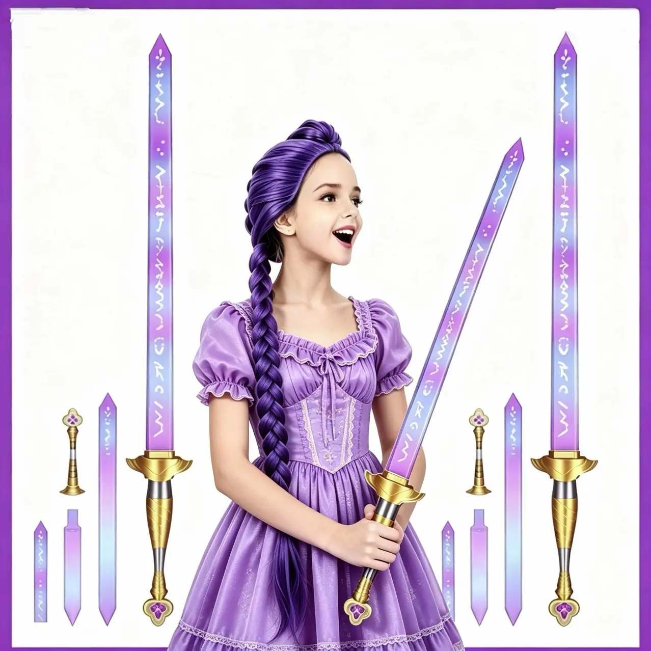 3D printed portable Korean pop music large purple telescopic Lumi sword, lightweight and portable, fun and space-saving, a stress-relieving telescopic sword toy, a role-playing fantasy accessory, a movie collector's gift, and a Halloween costume accessory