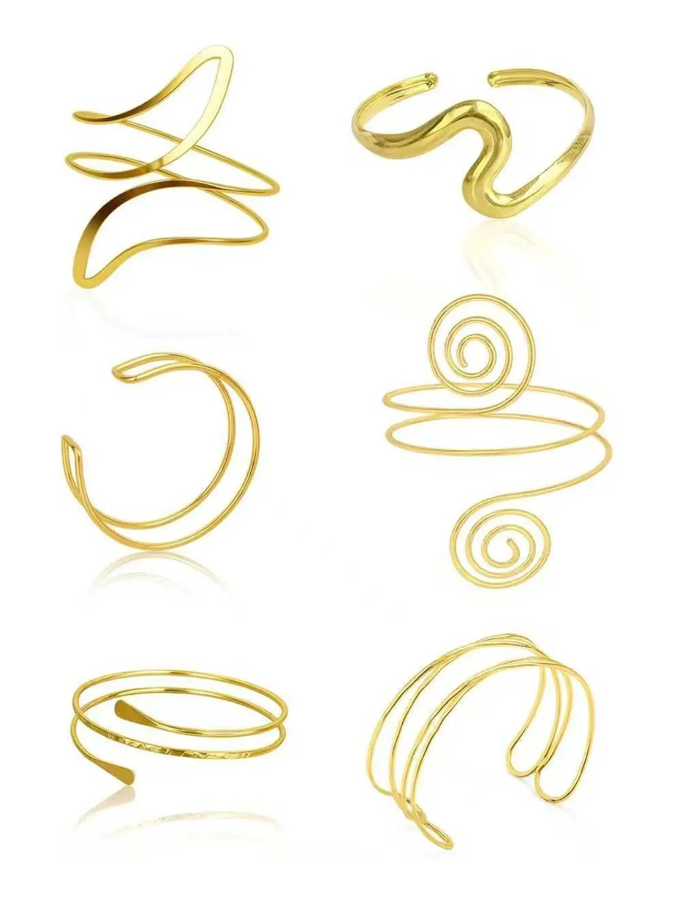 6 Piece Arm Cuff Jewelry for Women, Adjustable Upper Arm Cuff Bangle, Alloy, Perfect for Halloween, Cosplay, Party, Summer