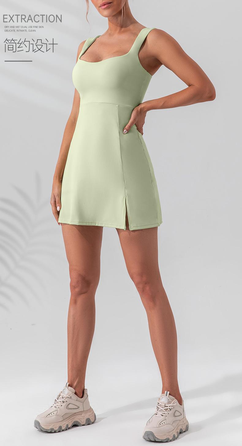 New sexy strapless sleeveless yoga tennis dress, lightweight and breathable outdoor golf sports dress for women