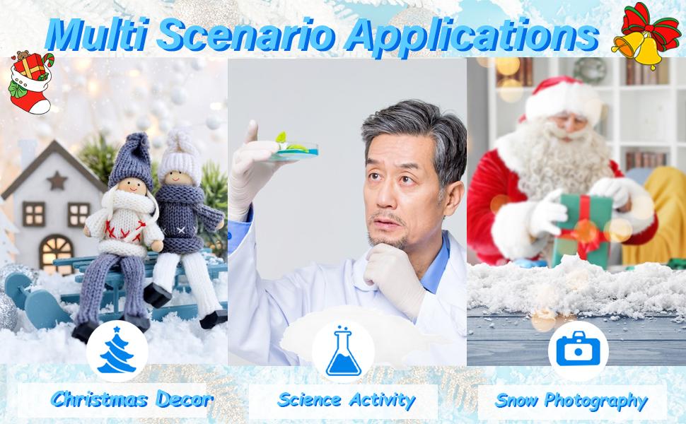 10oz Instant Snow Powder,Add Water Grows to 100x,Make 10 Gallons of Fake Snow,Christmas Tree Artificial Snow Decor Crafts for Sensory Activity Winter Holiday Party Supplies