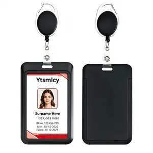 Double-pack retractable ID lanyards, equipped with a hard plastic ID card holder and name tag case, waterproof vertical work badge holder, suitable for nurses, doctors, students, and office workers' access cards