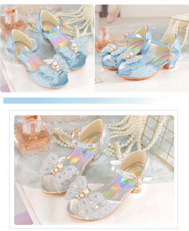 Summer New Children's Princess Shoes Girls' High Heels Baby Sandals Medium And Large Children's Girls' Fashion Crystal Shoes Formal Casual