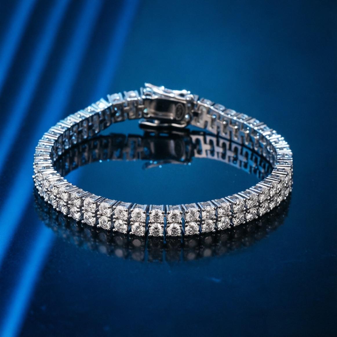 3mm Moissanite Tennis Bracelets S925 Silver for Women Men Double Row Certified Diamond HipHop Hand Chain Luxury Jewelry Gift