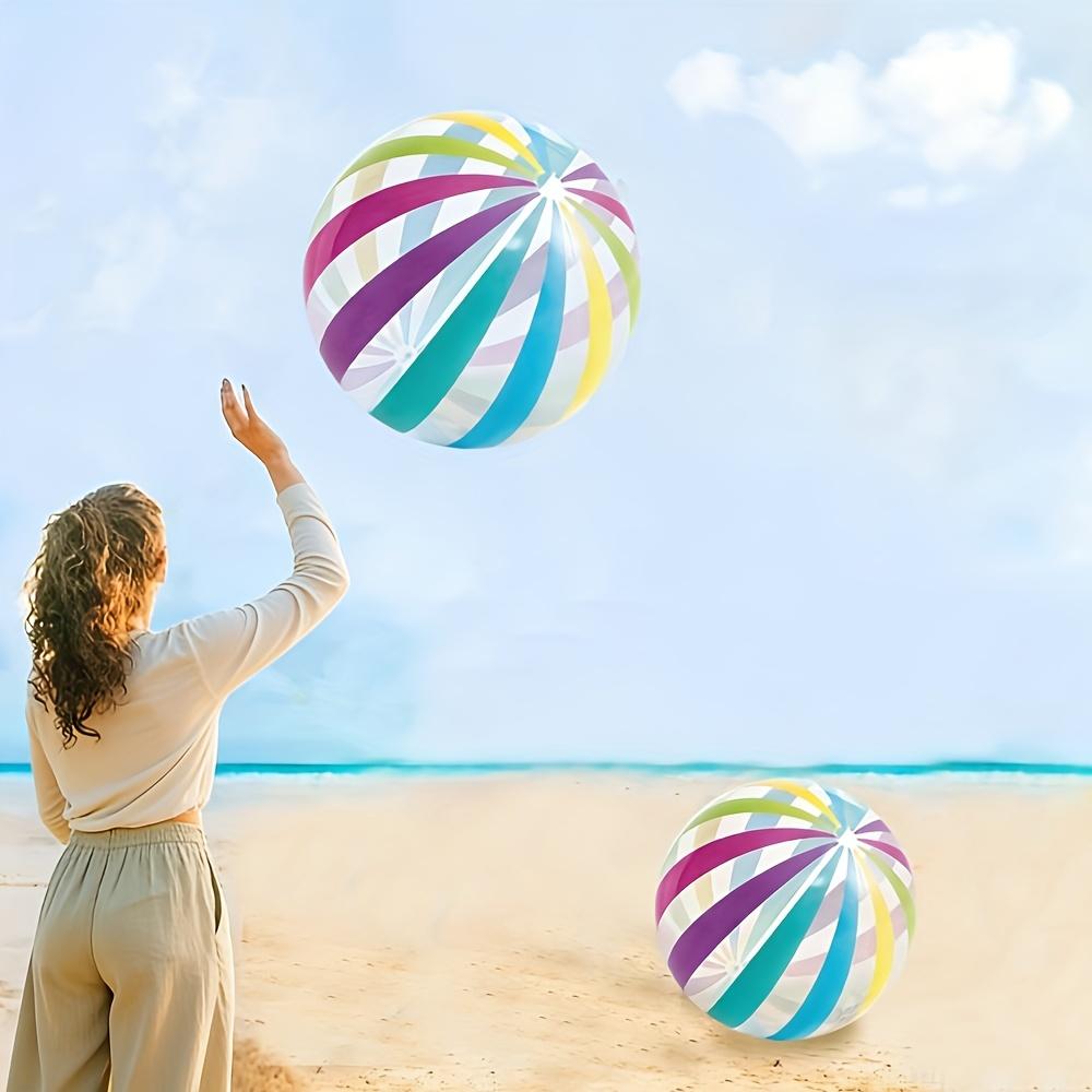 2 packs of colorful striped beach balls, inflatable PVC balls for pool parties and gatherings.
