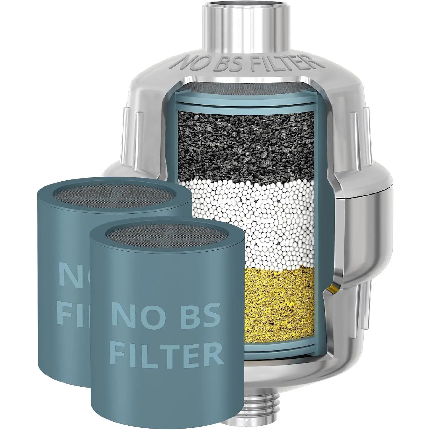 Heavy Duty NO BS Shower Filter with Extra   – 99% Removal for Hard Water, Chlorine, Fluoride, Heavy Metals, -Life, Organics and