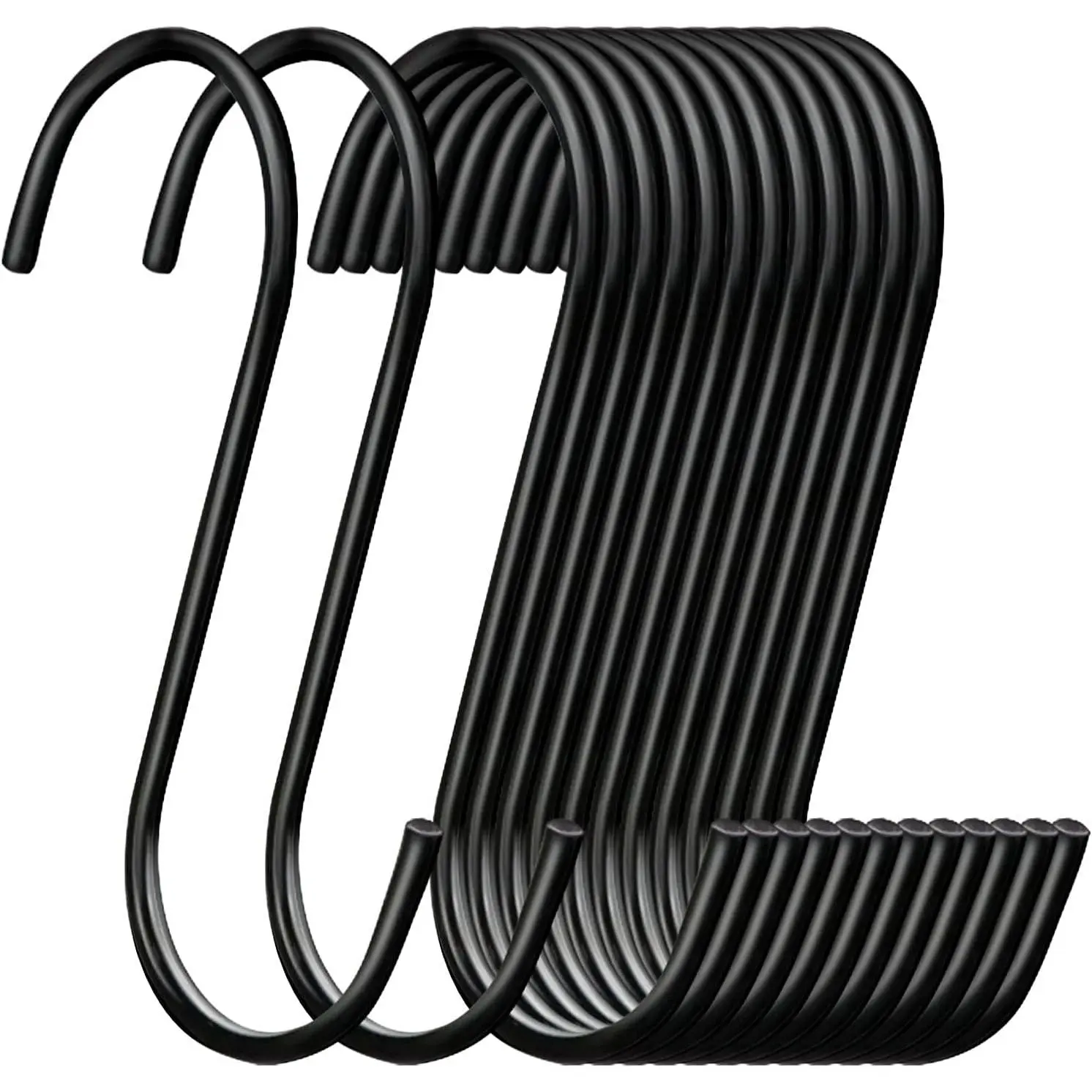 30 Pack 3.7 inch Length S Hooks Black Steel S Shaped Hooks for Hanging Jeans Pans Pots Plants Bags Towels Kitchen Closet Hooks Hanger, Fit The Rod Dia Less than 1 inches