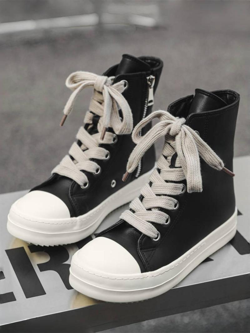 Fashion High Top Leather Men's Outdoor Casual Shoes, Recommend Sizing Up for Comfort, Lightweight and Breathable for Daily Wear