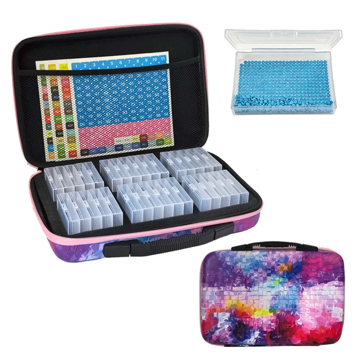 Diamond Art Storage Box, 32 Slots, Transparent Tray, Round Diamonds, Label Stickers, Ideal for Diamond Art Crafts, Organizer