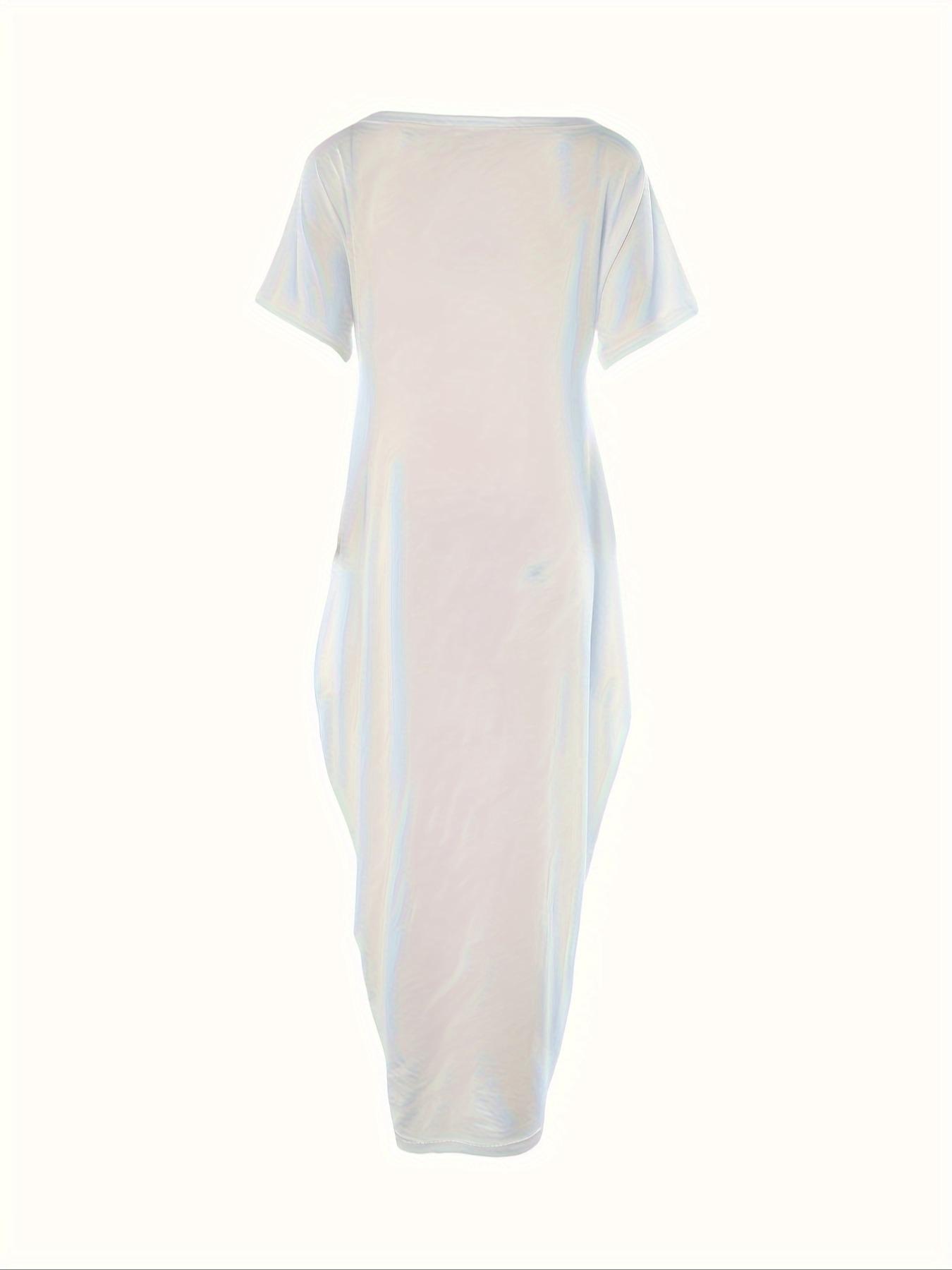 Women's Butterfly Print Round Neck Nightdress, Casual Soft Comfortable Short Sleeve Nightgown for Daily Wear, Ladies Sleepwear for All Seasons, Casual Comfy Nightdress