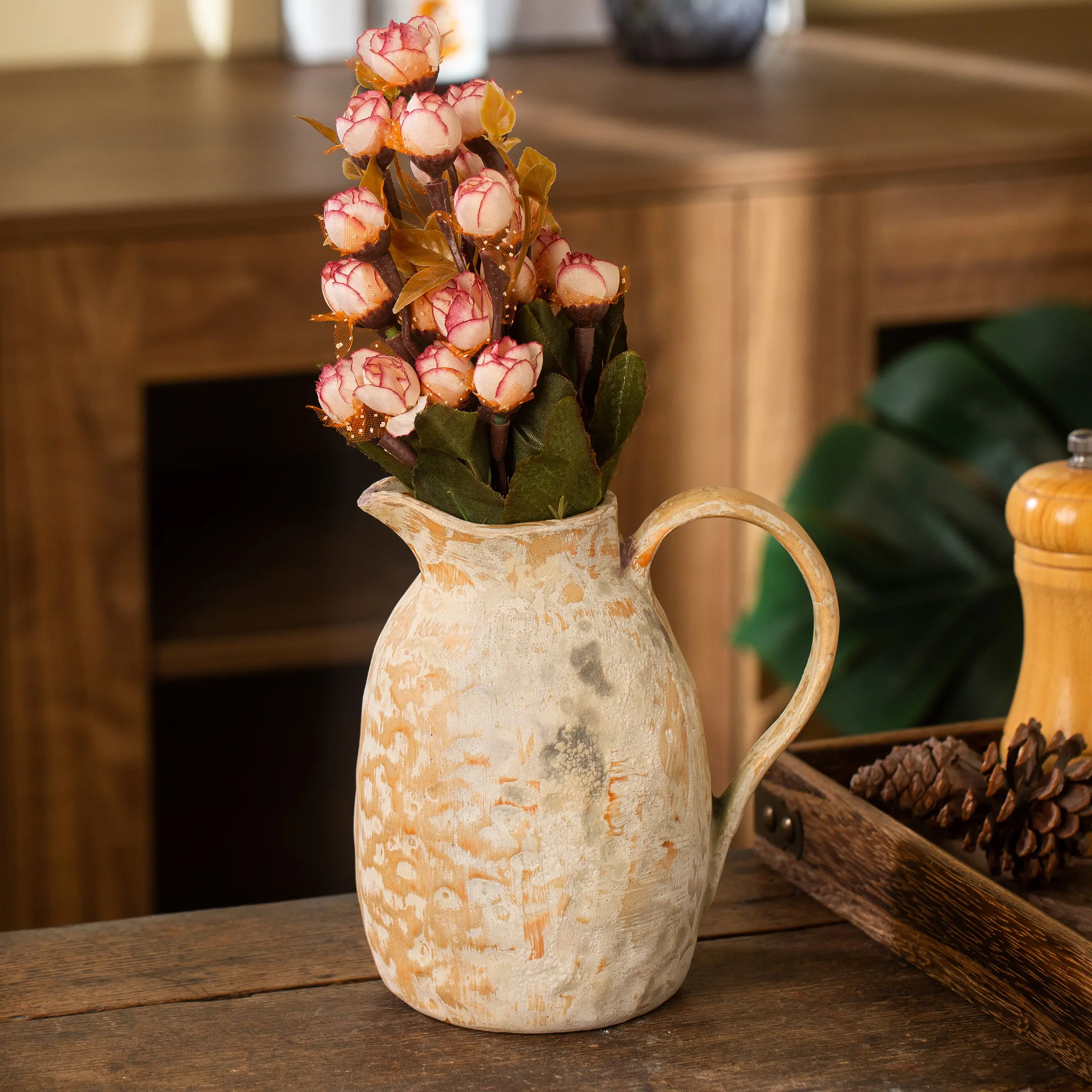 Vintage Ceramic Vase for Living Room Floral Arrangement, Handmade Rough Pottery, Wabi-Sabi Style, Jingdezhen Ceramics, Entrance Hall Decor