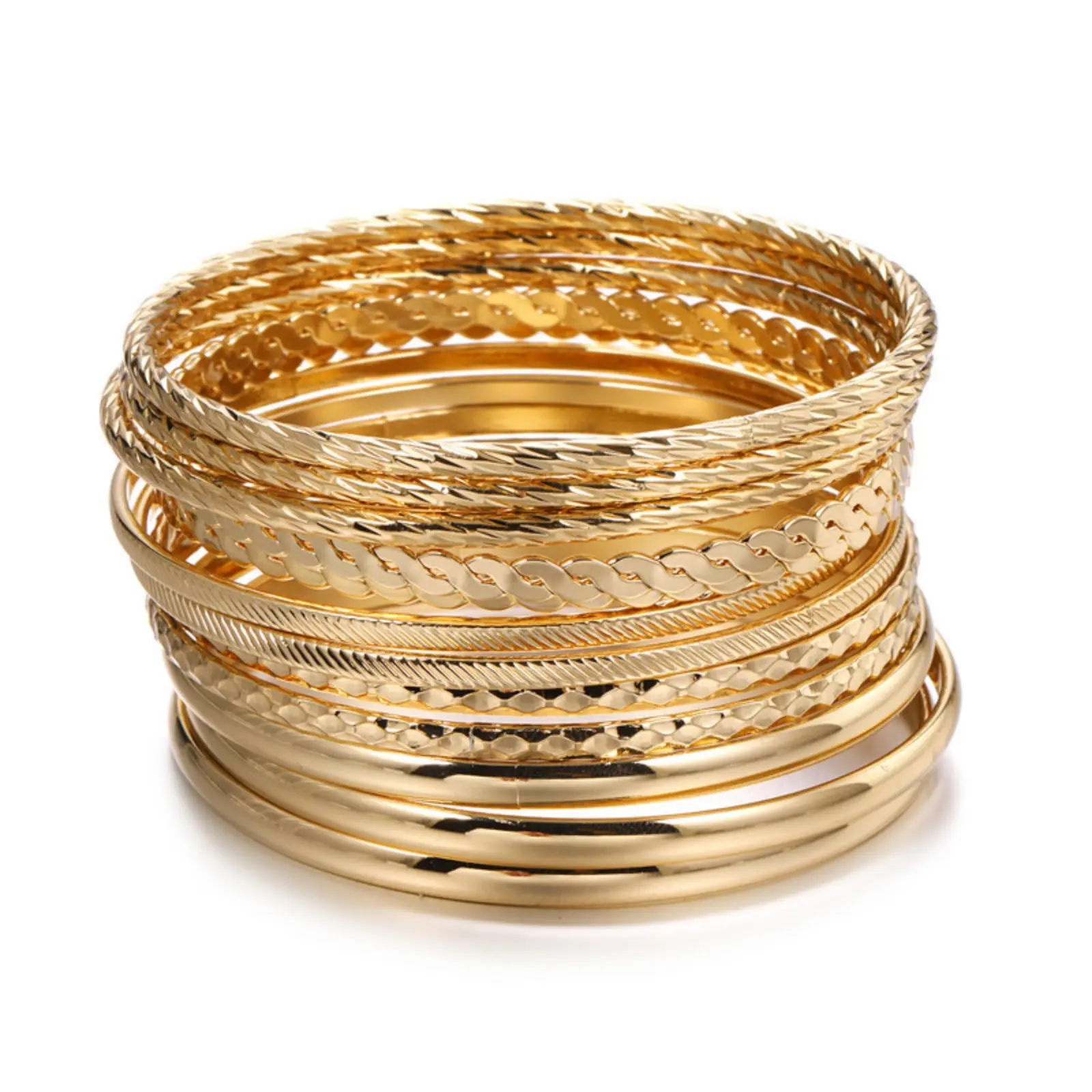 Women's 12-Pack Boho Alloy Metal Bangle Bracelet Set - Vintage Multi-Layered Stackable Ethnic Decorative Wrist Jewelry, Boho Casual Accessory for Daily Wear, Beach Outfits, Stackable Bangles