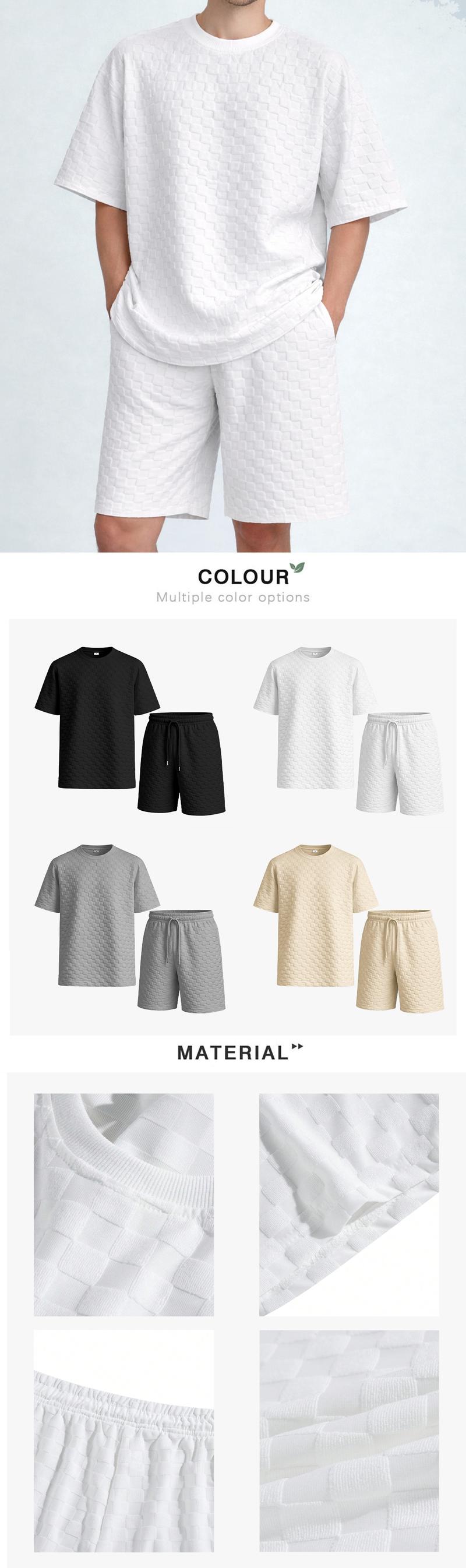 Men's Spring And Summer Faith Print With Red And Black Line Checkered Fabric Drawstring Shorts Set, Casual Summer Outfit With Short-Sleeved Shirt And Shorts, Ideal For Everyday Wear And Sports Activities