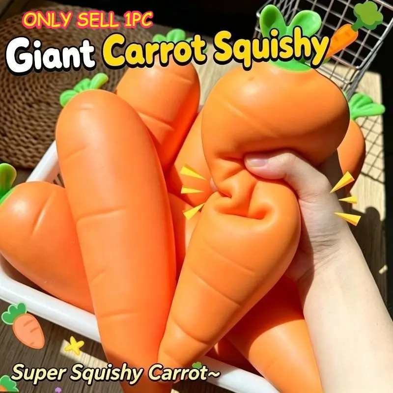 Jumbo Carrot Squishy Toy Super Soft Slow Rising Squeeze Fidget Toy Large Vegetable Shaped Stress Relief Sensory Toy For Adults Anxiety Relief Gift Jumbo Squishies