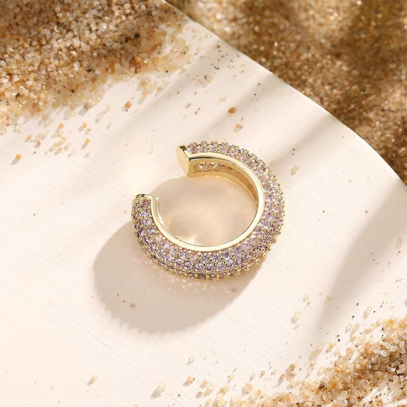 CASSIECA Ear Cuff for Women CZ Fake Helix Cartilage Earrings Fake Piercing Ear Cuff Earrings 14K Gold Clip Ear Cuff Silver Gold Sparkling Round Huggie Earrings Without Ear Piercing