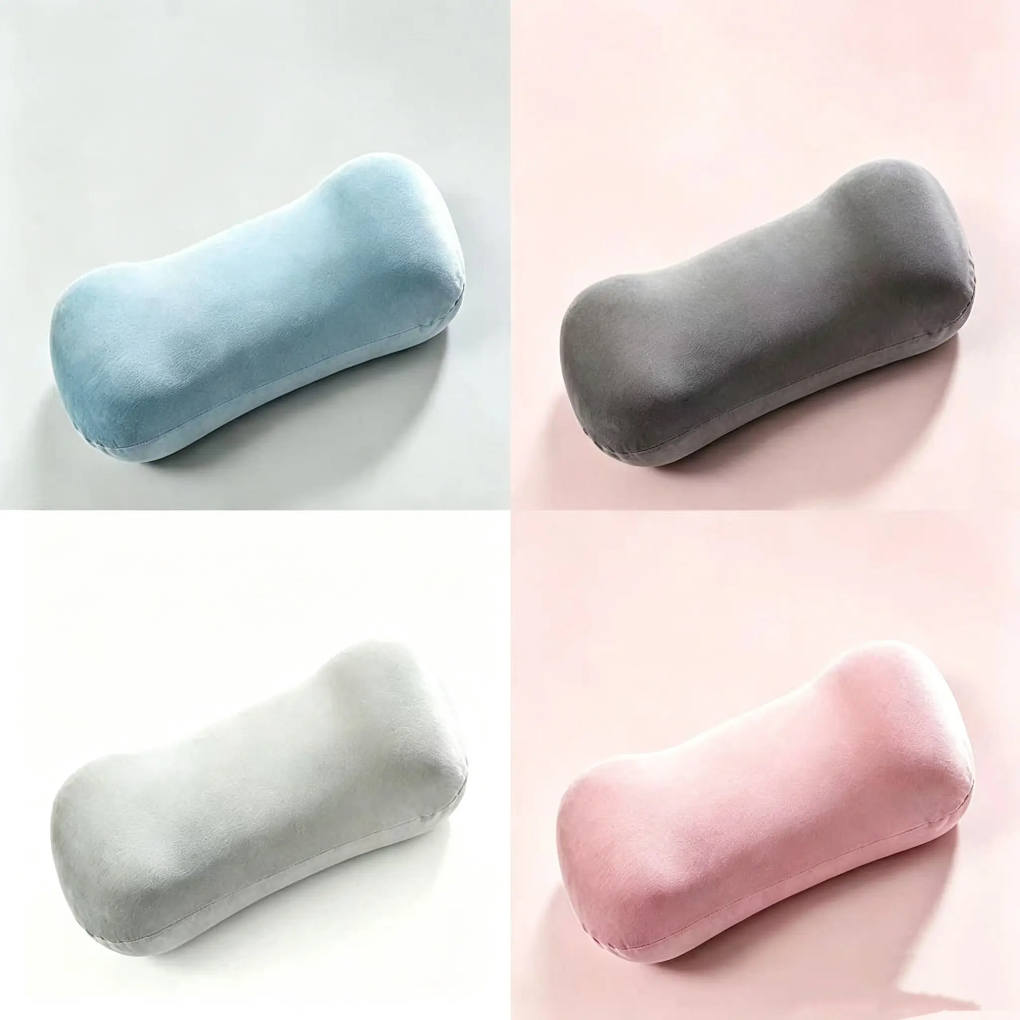 Four-Color Multi-Functional Crystal Velvet Bone Nap Pillow, Ergonomic Memory Foam Bolster Cushion, Detachable Washable Cover, Ideal for Office, Car, Sofa, Bedroom