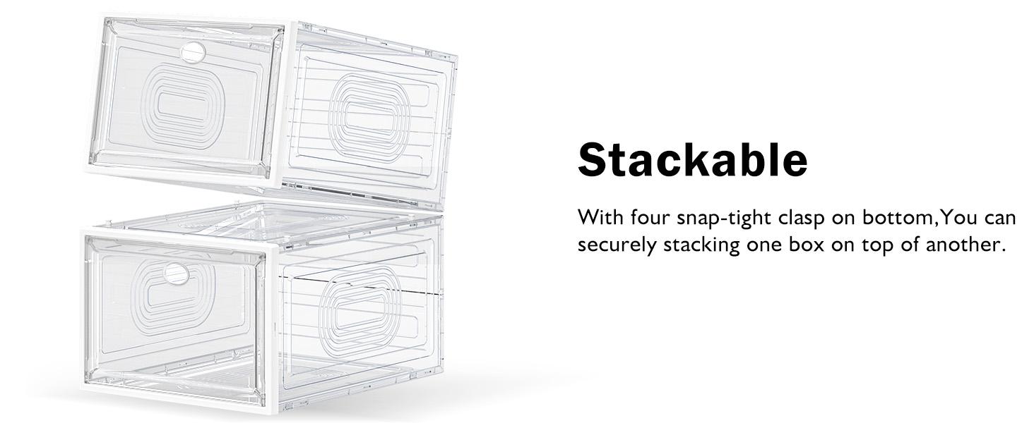 cakraie Thicken & Sturdy 8 Pack Thicken Shoe Organizer Stackable,Shoe Containers For Sport Sneaker Display,Upgraded Sturdy Shoe Storage Box,Plastic Shoe Box,White…