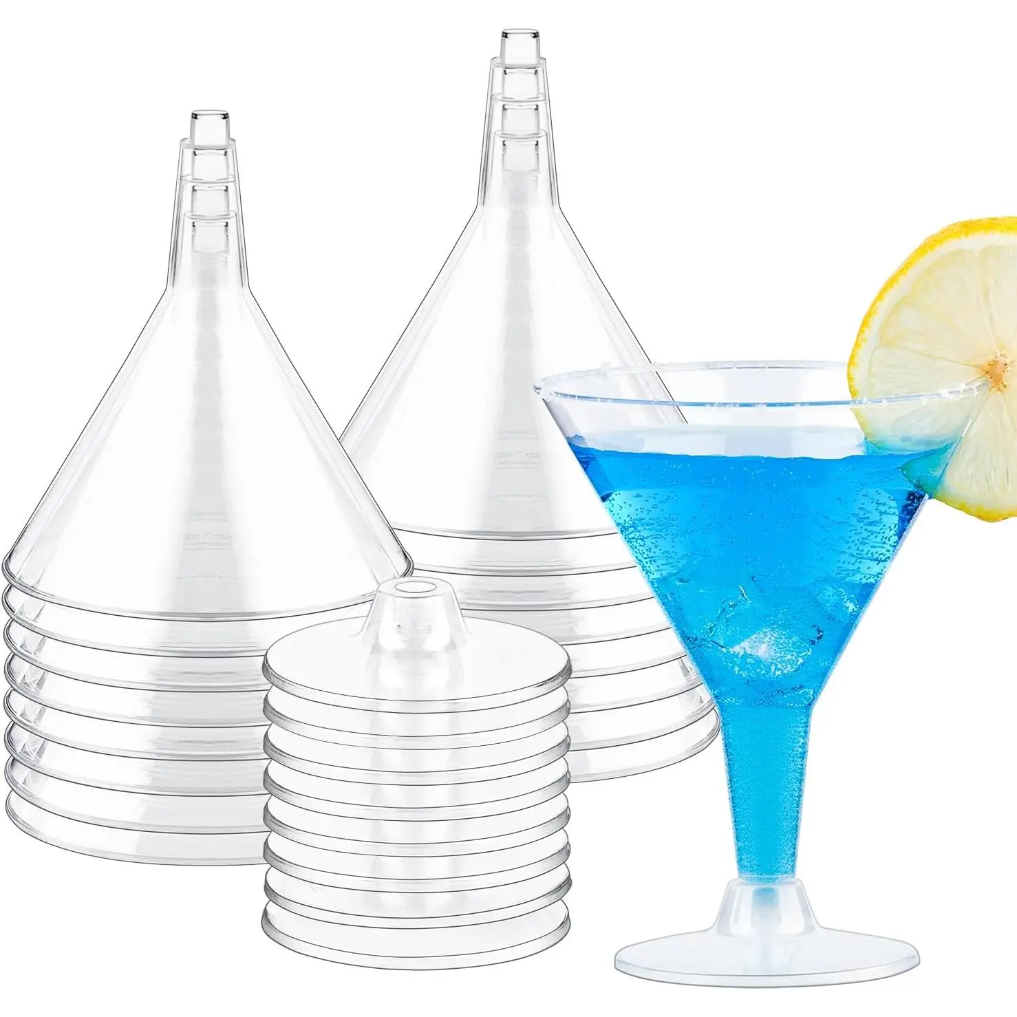 24 Pack Plastic Martini Glasses 7 Oz Disposable  Glasses, Tall Mini Martini Glasses  for Fall Halloween Party Birthday Wedding and  Events