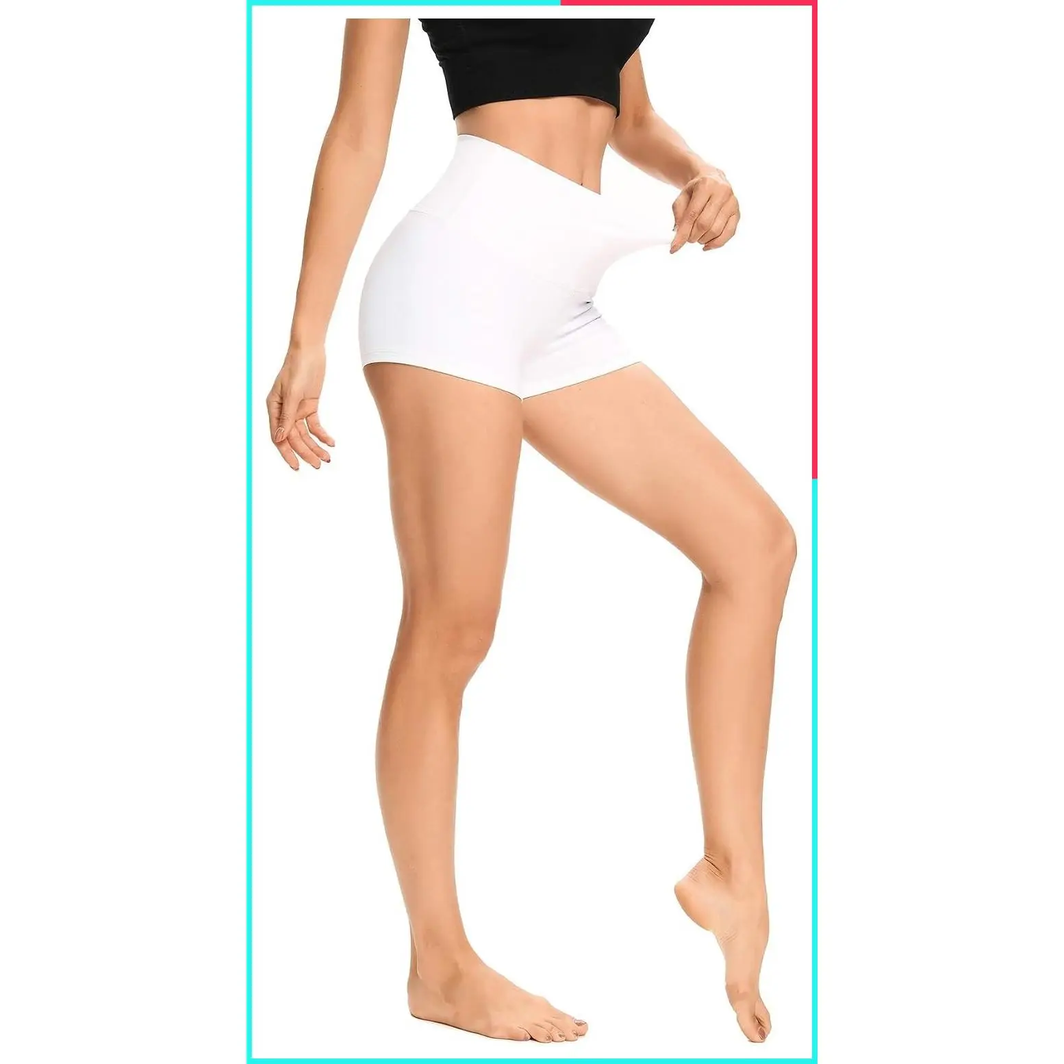 Women's High Waist Yoga Shorts with Side Pockets, Tummy Control Workout Running Biker Volleyball Shorts, 2"/7" Inseam