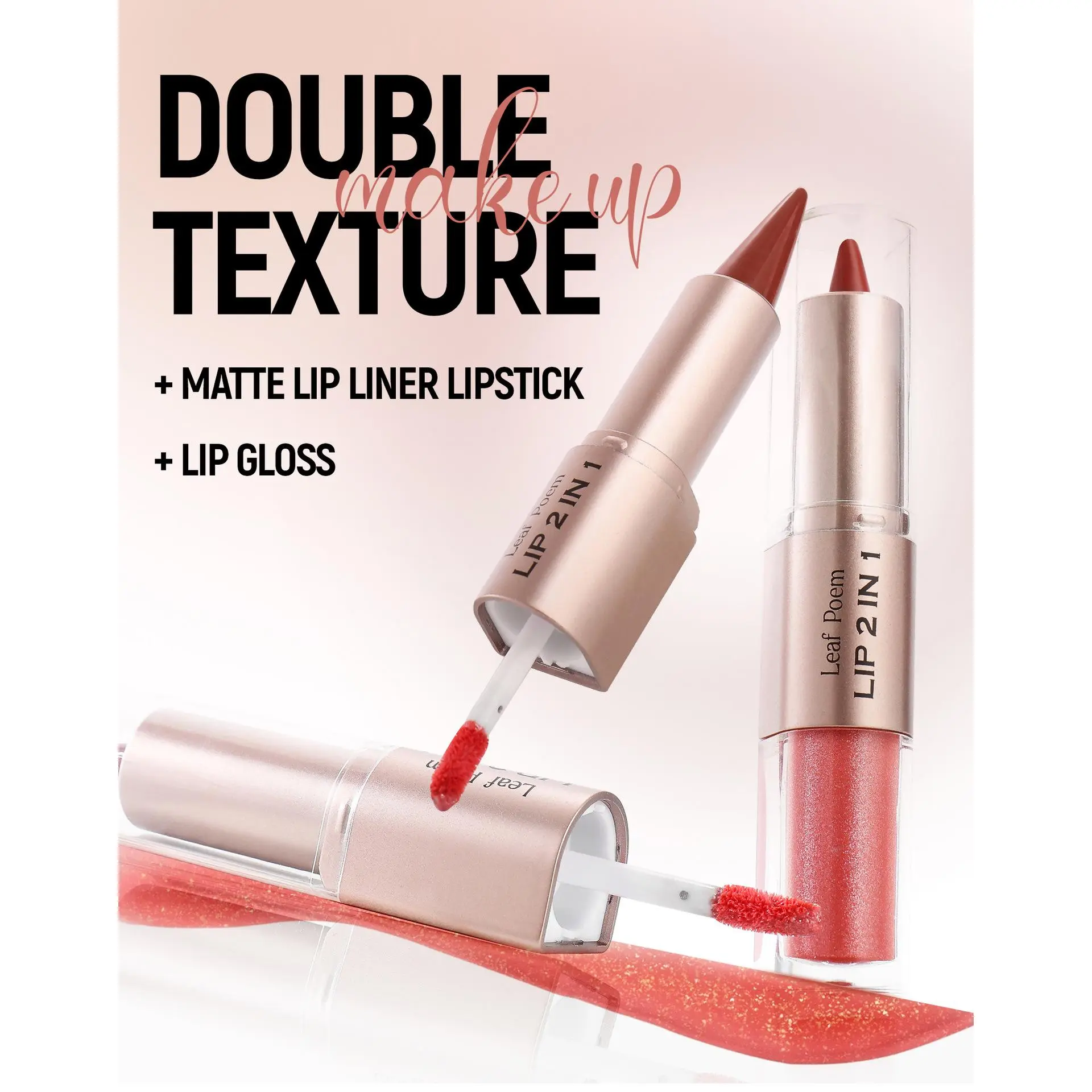 Dual-Ended 2-in-1 Lip Makeup Kit - Matte Contour Stick, Liner, Mirror Gloss, Glaze for Beauty & Personal CareCosmetic Glossy Lip Care