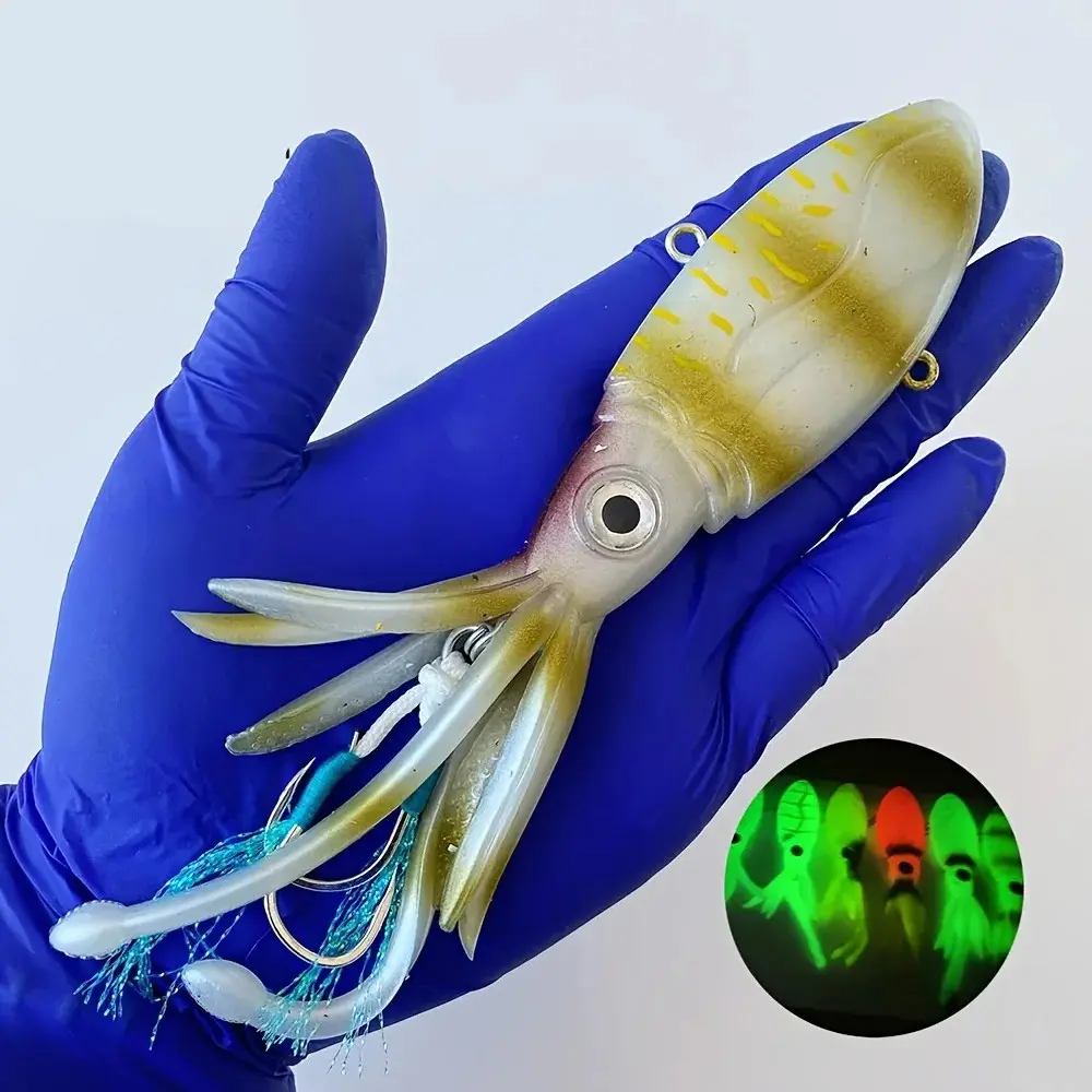 Night Glow Octopus Bait 170/200/250g, UV Light Attracts Fish, Suitable for Nearshore and Offshore Sea Fishing, Universal Sea Fishing Bait