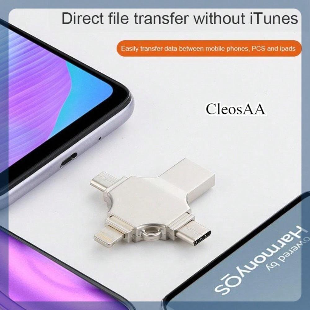 CleosAA 4 in 1 Multi-Function 2TB USB 3.0 U Disk for iPad Android Phones PC High Speed External Storage Thumb Drive Best Gifts for Men