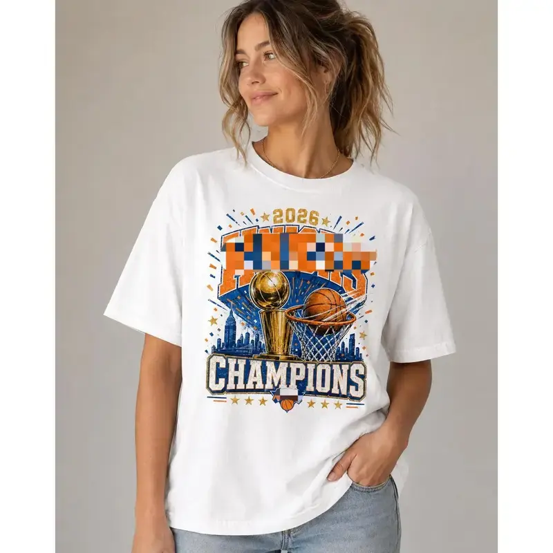 Menswear Men's New York Basketball T-Shirt - 2026 Champs Graphic, Minimalist Asymmetrical Hem, Casual Ribbed Round Neck, Short Sleeve, 100% Soft Cotton, Breathable, Stretchy, Machine Washable, Birthday Sports Fan Gift Top