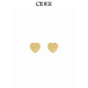Cider TEXTURED HEART STUD EARRINGS