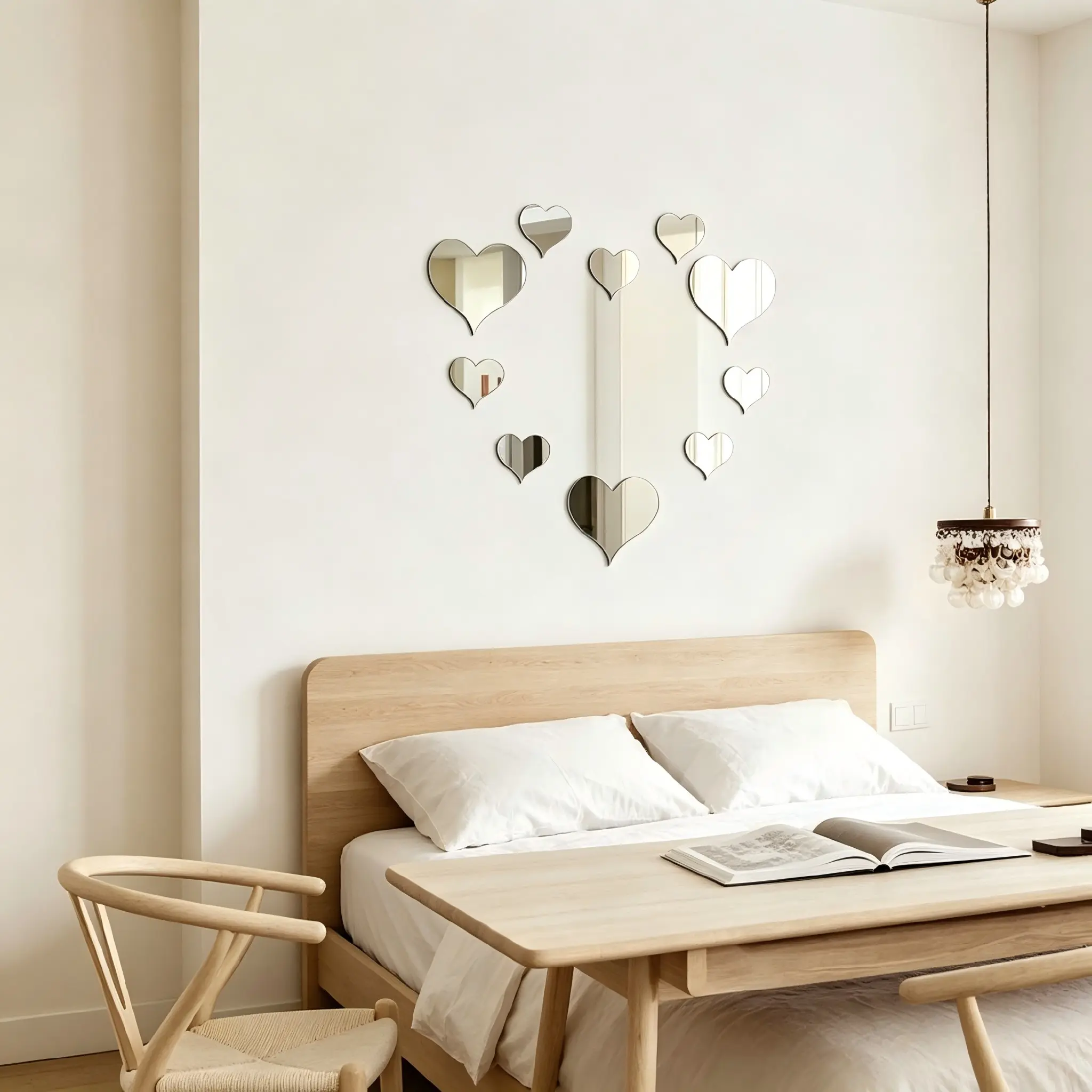 10 Piece Heart Mirror Wall Stickers, Self-Adhesive Acrylic Mirror Decals, No Drill Bedroom Living Room Wedding Valentine DIY Art Decor