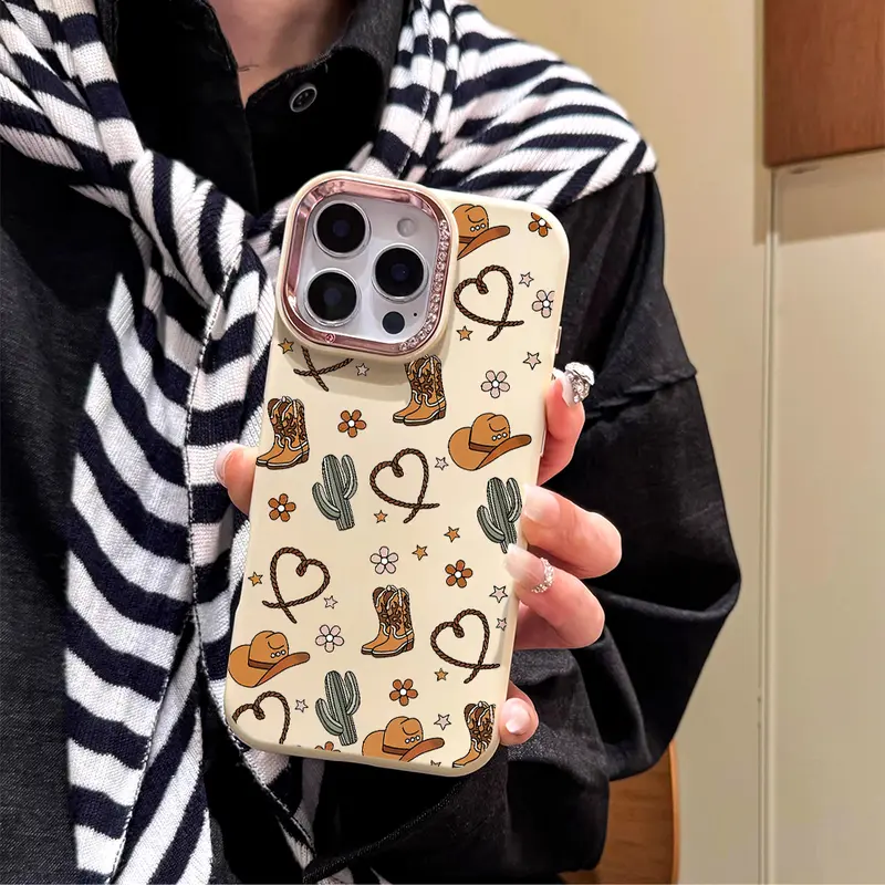 Cowboy Boot Phone Case, Western Bohemian Style, Compatible with iPhone 17/17 Pro/17 Pro Max/17 Air/iPhone 16/16 Pro/16 Plus/16 Pro Max/15/15 Pro Max/15 Pro/11/12/ 13/14 Pro Max/12 mini/13 mini/11 Pro/11 Pro Max/12 Pro/12 Pro Max/13 Pro/13 Pro Max/14 Pro/1