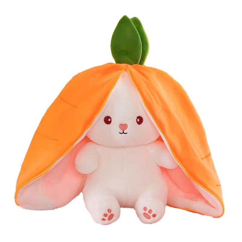 Fun Transform Rabbit Plush Toy, Multisize Options, Bedtime Doll, Sleeping Pillow, Easter Gift for Ages 6+, No Box Included