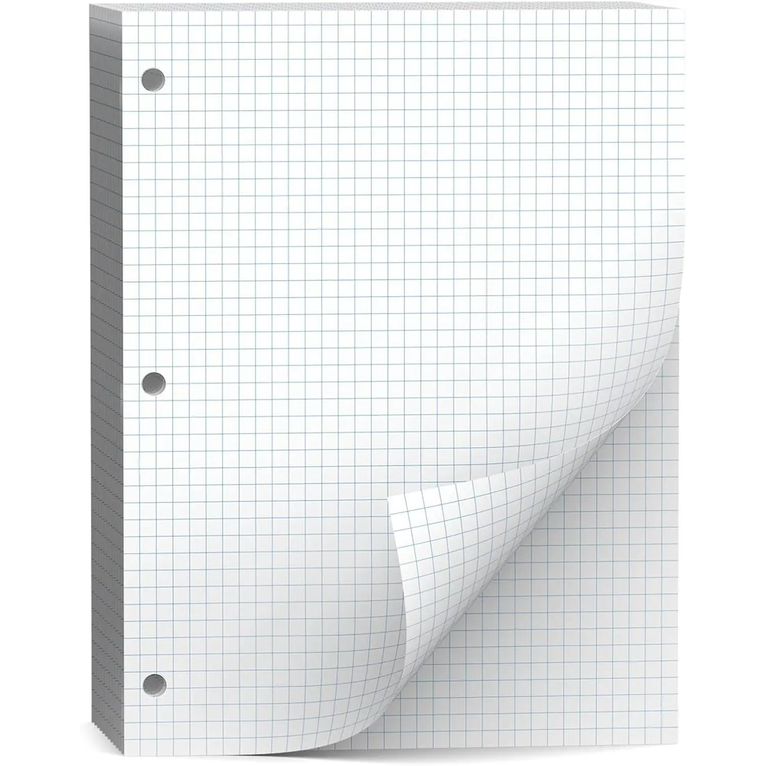 130 Sheets Loose Leaf Graph paper 8 x 10.5 Graph Ruled Paper 3 Hole Punched