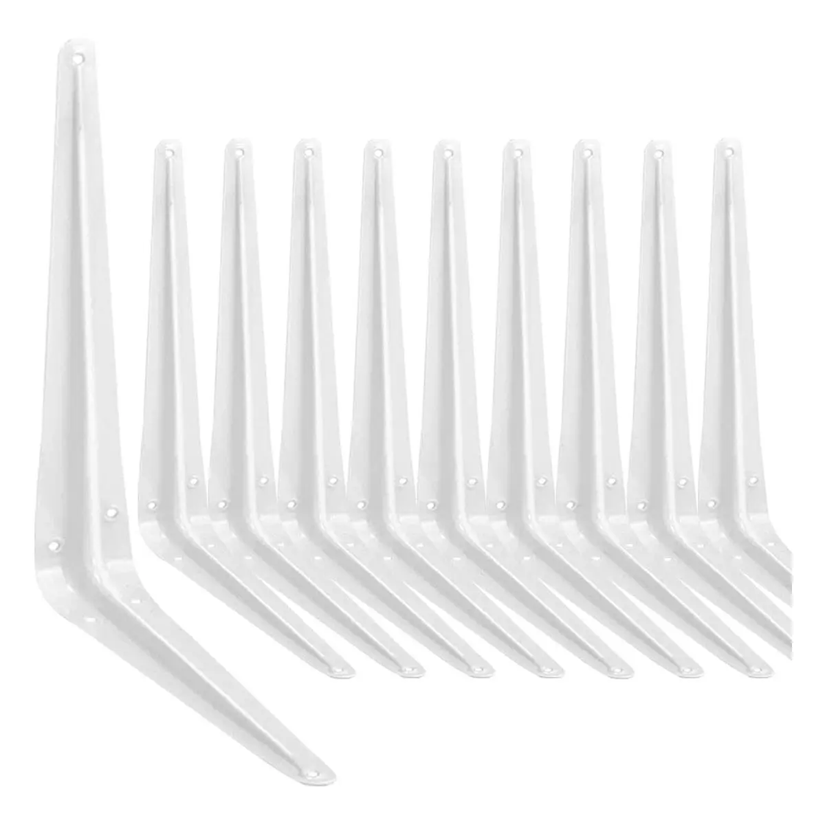 10 Pcs White Shelf Brackets 12X10 Inch, L Brackets for Shelves, Bookshelf, Garden Boards, Heavy Duty Support, Wall Mount Hardware