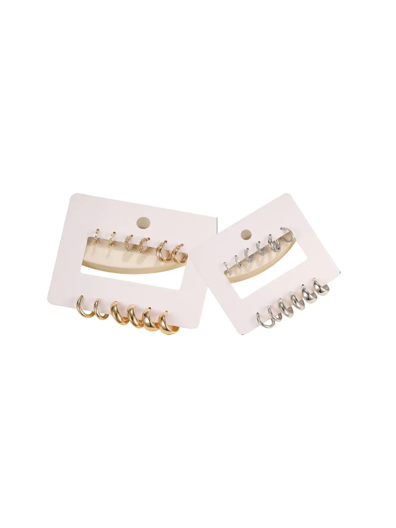 Women's Summer 2024 Elegant Texture Metal Design Hoop Earrings, Trendy Minimalist Hoop Earrings, Gorgeous Jewelry As Gift