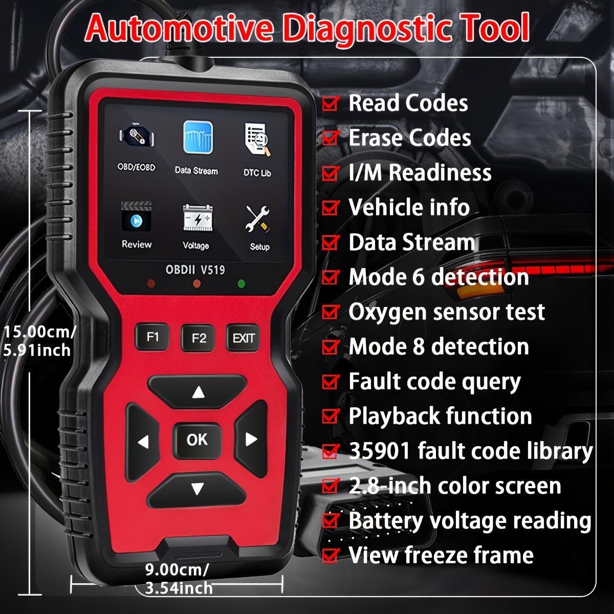 Car OBD2 Scanner Diagnostic Tool Code Reader, Car Voltage Tester Engine Fault Code Scanner, Charging Tester Diagnostic Tool For OBDII Protocol Cars V519-red